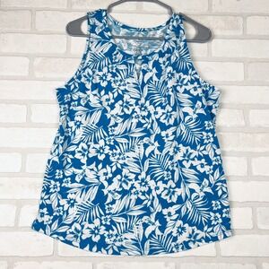 St John's Bay‎ Blue Floral Tank Top Sleeveless Casual Summer Cruise Medium